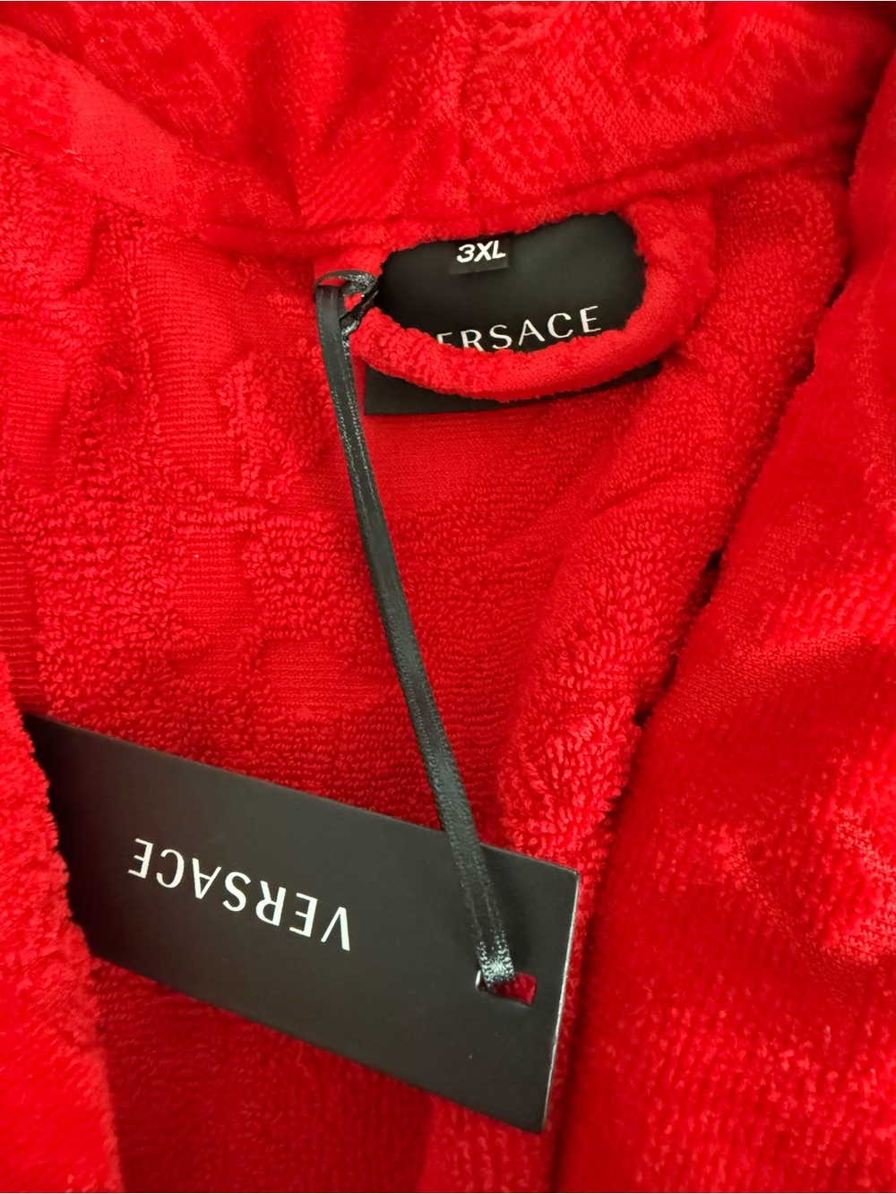 Versace Red Velvet Robe with Gold Medallion Trim - Picture 6 of 8